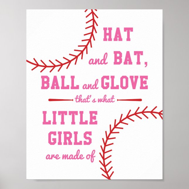 Poster Thème de baseball De quoi sont faites les petites  (Devant)