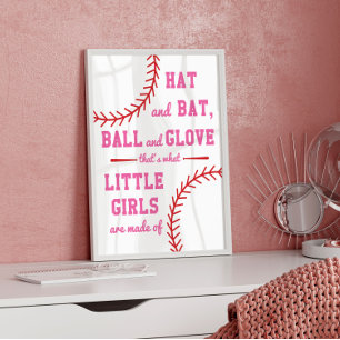 Poster Thème de baseball De quoi sont faites les petites 