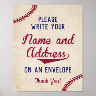 Poster Thème de baseball Écrivez votre nom Adresse sur l'