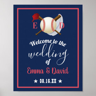 Poster Thème de baseball Sports Mariage Marine Blue Welco