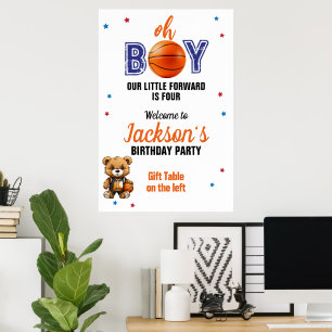 Poster Thème de basket-ball Oh Boy Anniversaire