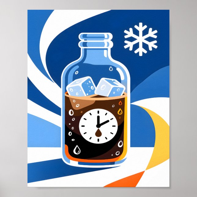 Poster Thème de café Cold Brew moderne bleu (Devant)
