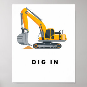 Poster Thème de fête d'anniversaire Construction pour gar