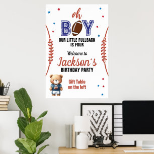 Poster Thème de football Oh Boy pour anniversaire