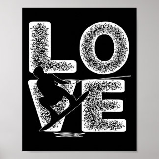 Poster Thème de mot d'amour de ski nautique conception gr