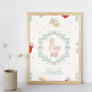 Poster Thème D'oie Rigolote Oies Mignonnes Rose Personnal