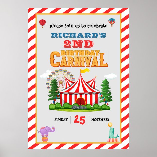 Poster Thème du cirque de la fête d'anniversaire des enfa (Devant)