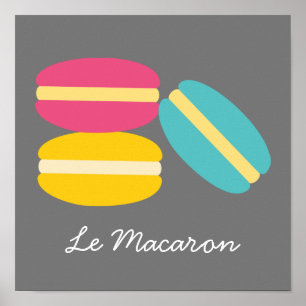 Poster Thème français Le Macaron mignon gâteau