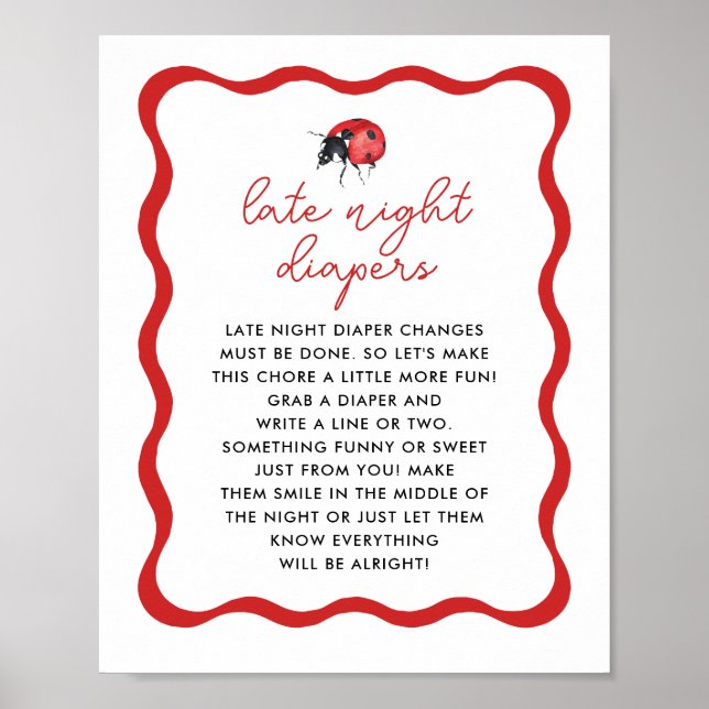 Poster Thème Ladybug Late Night Diaper Jeu Signe (Devant)