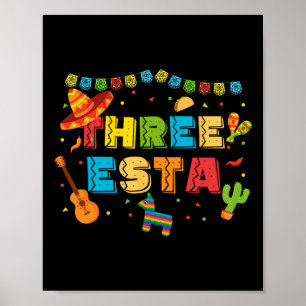 Poster Thème Mexicain 3ème Anniversaire 3 Ans Enfants Tro