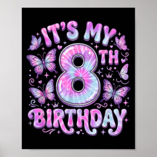 Poster Thème papillon pour 8e anniversaire Fille de 8 ans