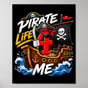 Poster Thème pirate pour enfants 4 ans anniversaire garço
