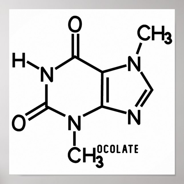 Poster Théobromine au chocolat Formule chimique moléculai (Devant)