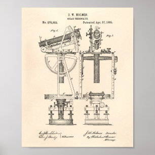 Poster Théodolite solaire 1883 Brevet Art Vieux Poivre