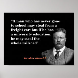 Poster Theodore Roosevelt Citation Sur L'Éducation Et Le 