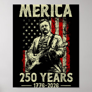Poster Theodore Roosevelt jouant de la guitare Rock N Rol