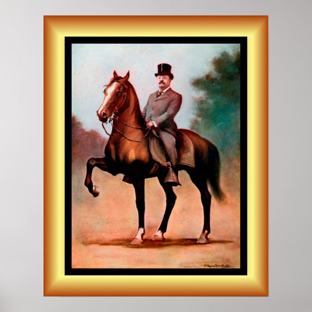 Poster Theodore Roosevelt sur Horseback ~ (1858 - 1919) (Devant)