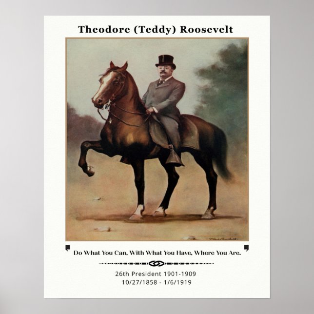 Poster Theodore (Teddy) Roosevelt à cheval (Devant)