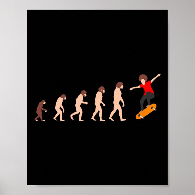 Poster Théorie de l'évolution skateboard drôle  (Devant)