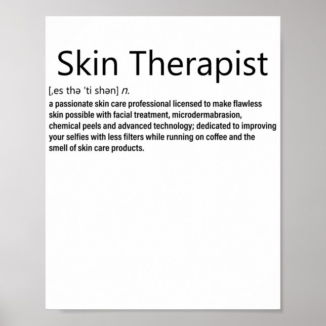 Poster Thérapeute de la peau Définition Amateur de soins  (Devant)