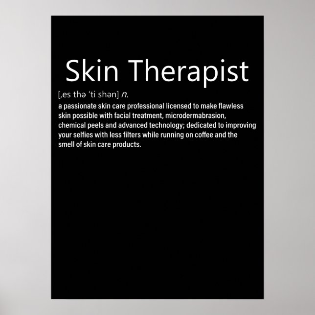 Poster Thérapeute de la peau Définition Amateur de soins  (Devant)