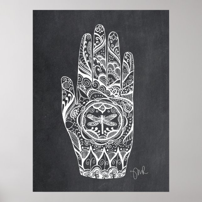 Poster Thérapeute de massage Henné Dragonfly Tatouage mai (Devant)