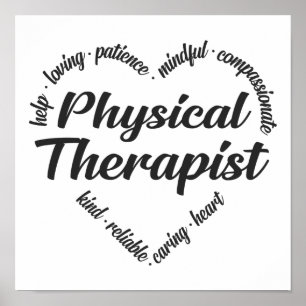 Poster Thérapeute physique Mot de coeur Nuage