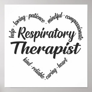 Poster Thérapeute respiratoire Mot de coeur Nuage