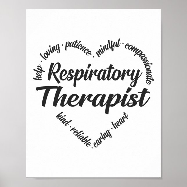 Poster Thérapeute respiratoire Mot de coeur Nuage (Devant)