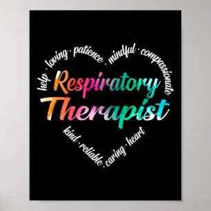 Poster Thérapeute respiratoire Mot de coeur Nuage d'aquar