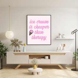 Poster Thérapie à la crème glacée - Citation amusante été