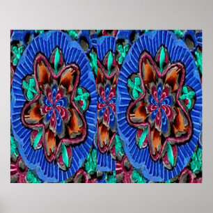 Poster Thérapie de guérison - bleu fleur