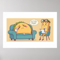 Thérapie Mardi Taco - Drôle Drôle Cartoon Food Art