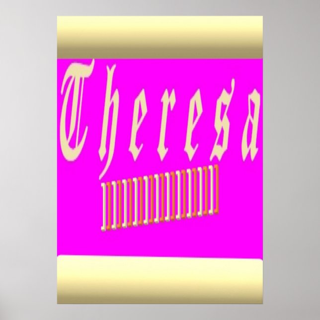 Poster Theresa design choquant rose et or (Devant)