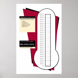 Poster Thermomètre de collecte de fonds en rouge
