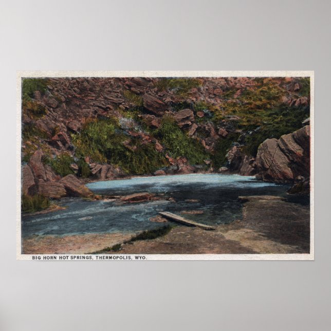 Poster Thermopolis, WY - Big Horn Hot Springs View (Devant)