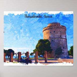 Poster Thessalonique Grèce Aquarelle