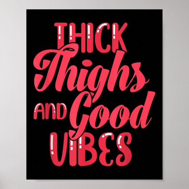 Poster Thick Thighs Fun Tee For Fat Persons - Black, Plus (Devant)