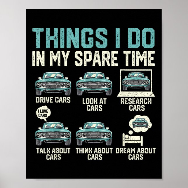 Poster Things I Do In My Spare Time - Funny Car Lover  (Devant)