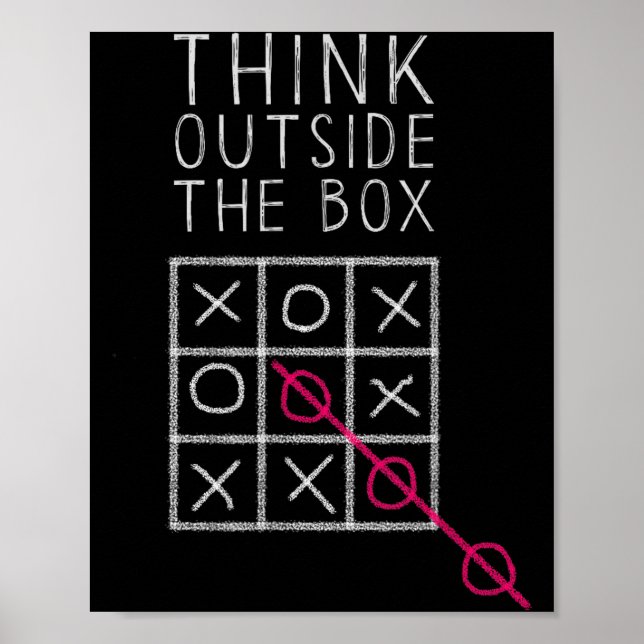 Poster Think Outside The Box _ Tic Tac Toe _ Funny Sy Ner (Devant)