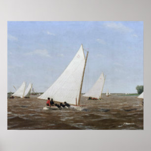 Poster Thomas Eakins - Bateaux à voile Racing sur le Dela