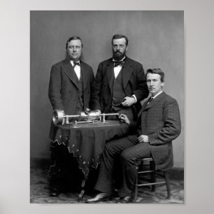 Poster Thomas Edison Avec Son Phonographe