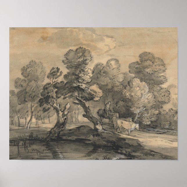 Poster Thomas Gainsborough - Paysage boisé (Devant)