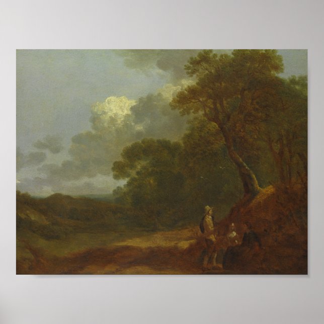 Poster Thomas Gainsborough - Paysage en bois avec un homm (Devant)