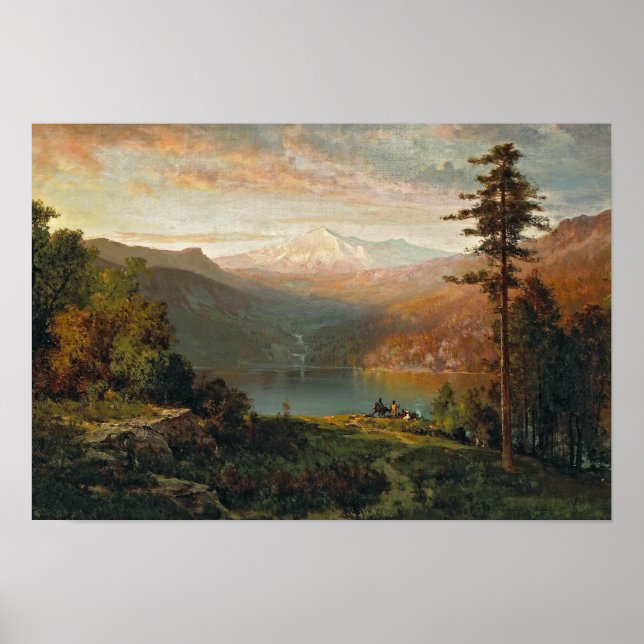 Poster Thomas Hill - Indien près d'un lac dans un Majesti (Devant)