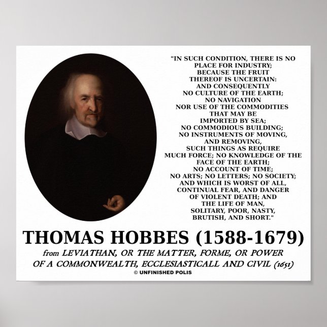 Poster Thomas Hobbes Leviathan Man Solitaire Mauvaise Cit (Devant)