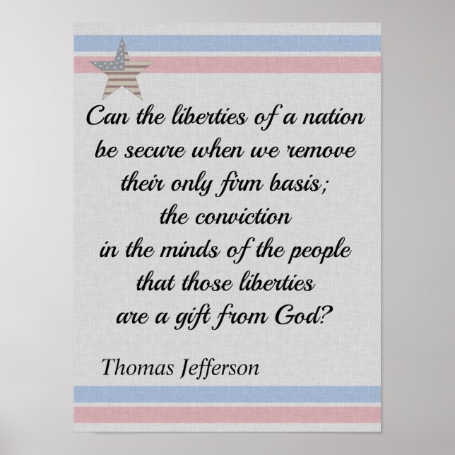 Poster Thomas Jefferson cite des cadeaux de liberté (Devant)