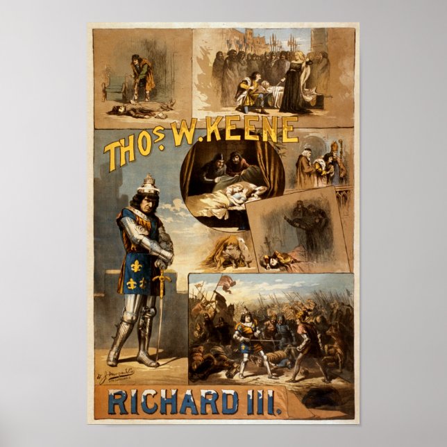 Poster Thomas Keene dans Richard III Théâtre Vintage (Devant)