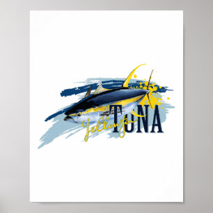 Poster Thon à nageoire jaune pêche en mer profonde Marin