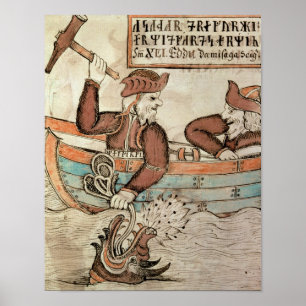 Poster Thor pêchant le serpent de Midgard